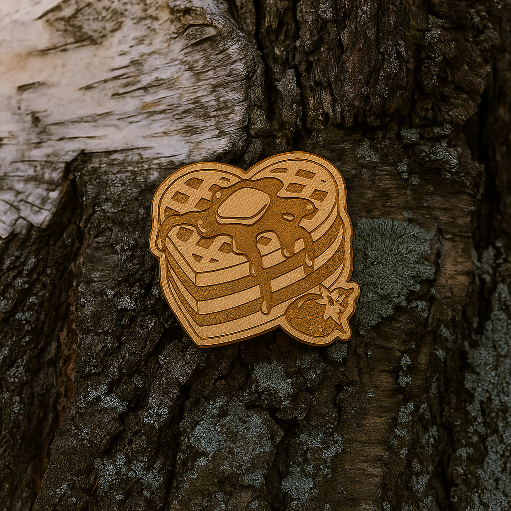 Waffle with strawberry 35x33mm pin