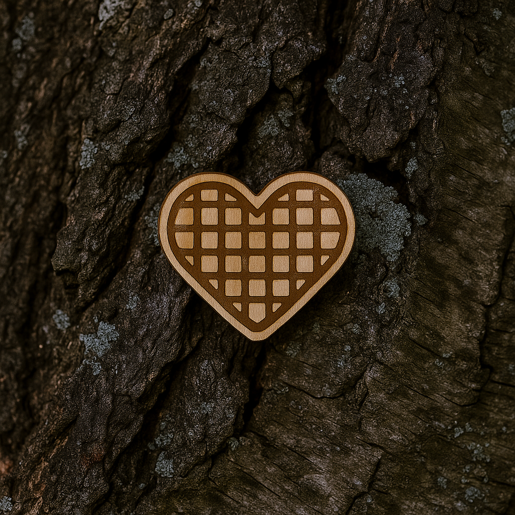 Waffle heart 29X34mm pin