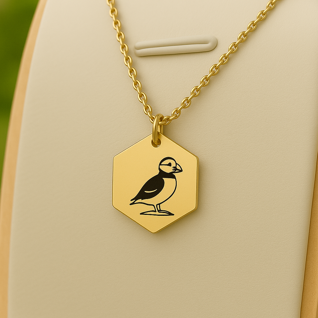 Puffin bird 13mm necklace - Stainless Steel