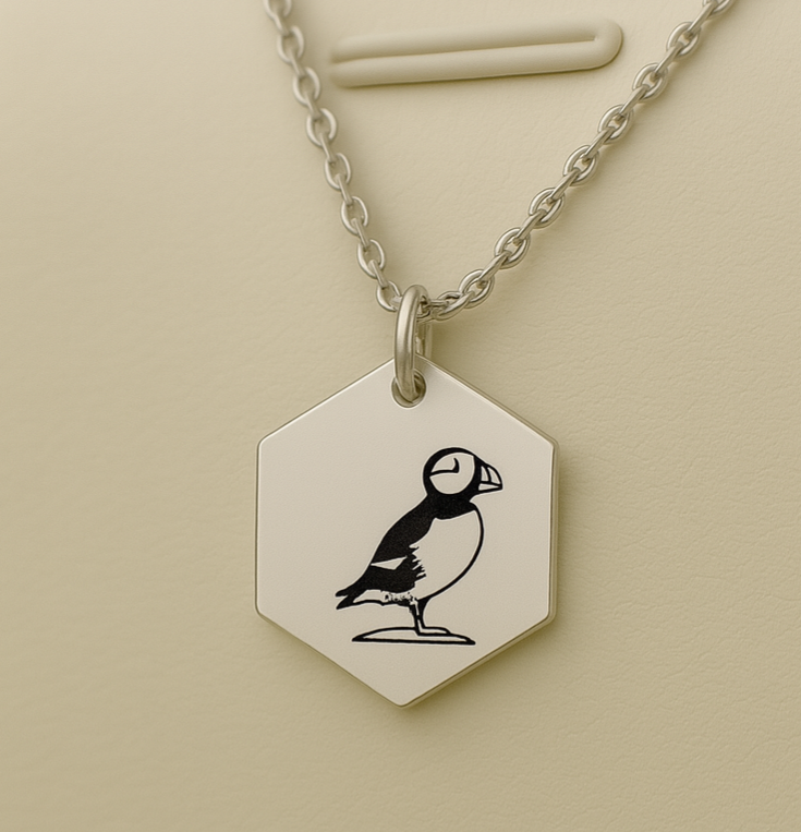 Puffin bird 13mm necklace - Stainless Steel