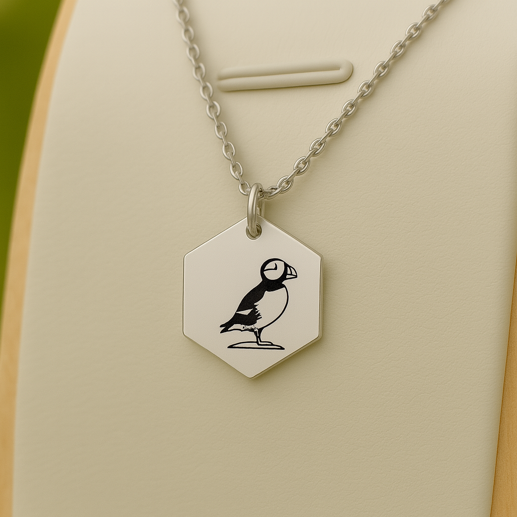 Puffin bird 13mm necklace - Stainless Steel