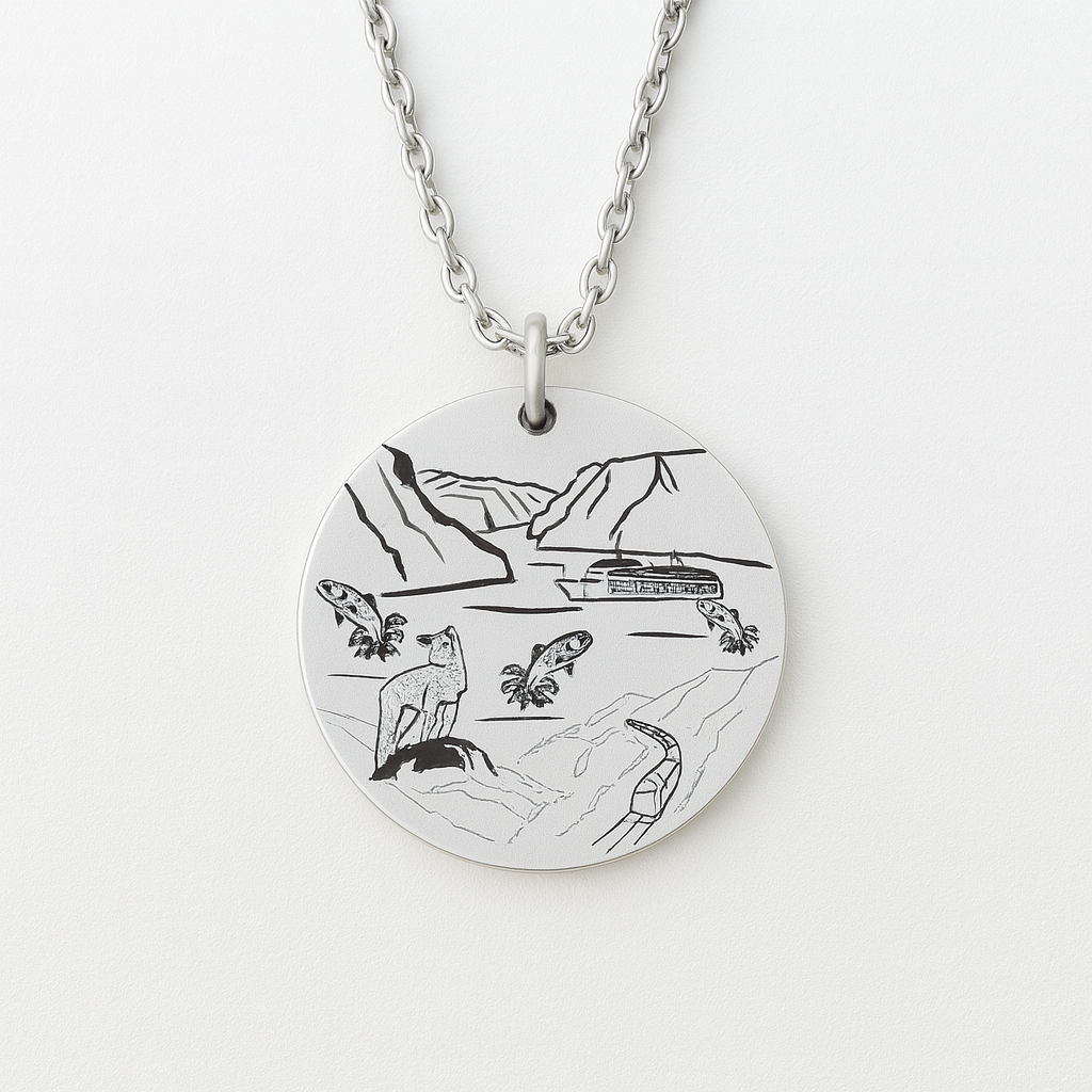 Destination Flam 19mm round necklace - Stainless Steel