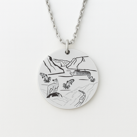 Destination Flam 19mm round necklace - Stainless Steel