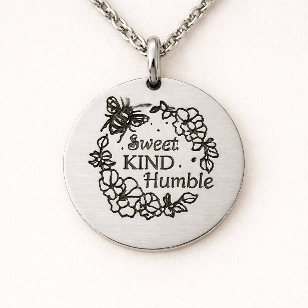 Sweet, kind and humble round necklace- Stainless Steel