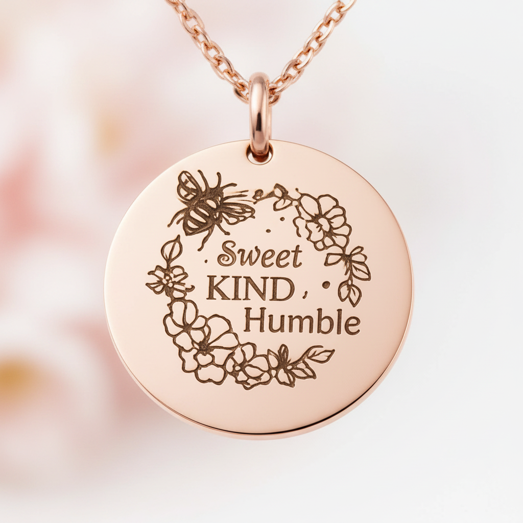 Sweet, kind and humble round necklace- Stainless Steel