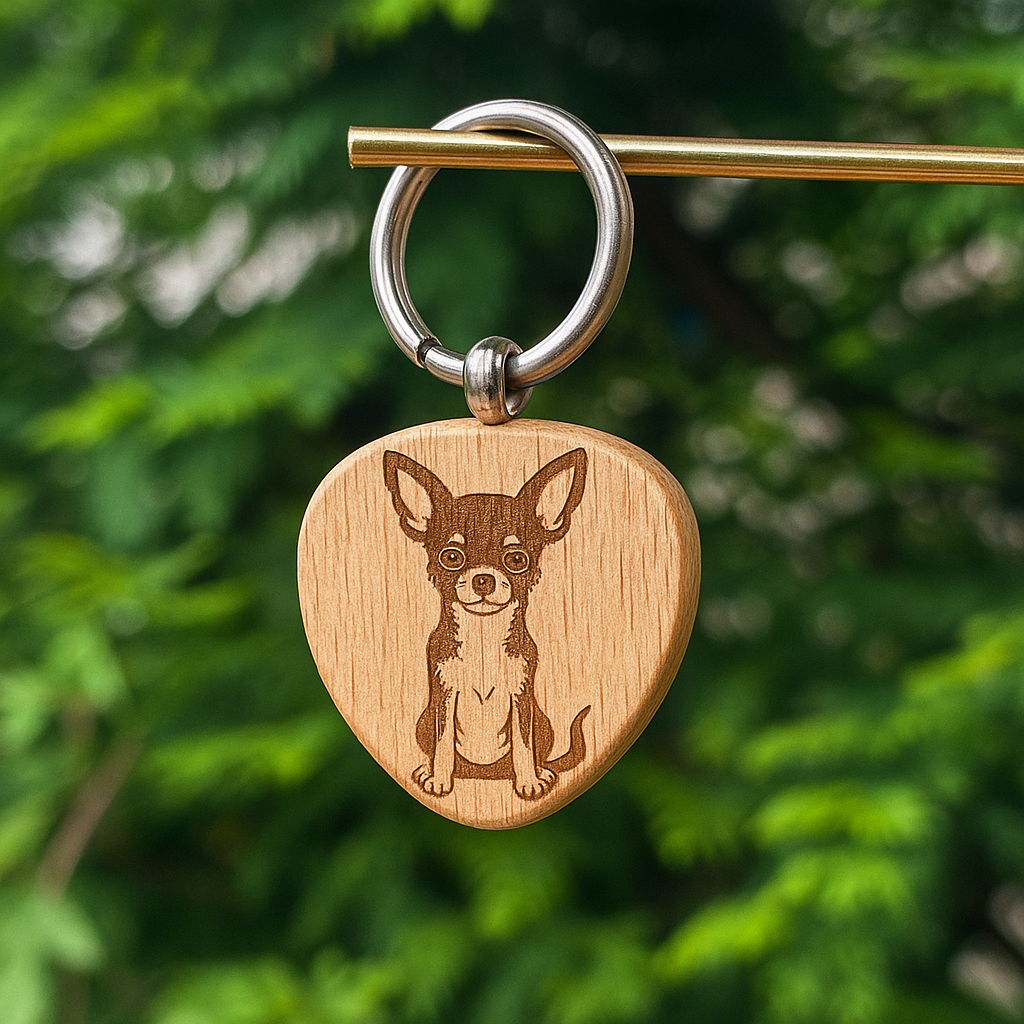 Custom dog breed wooden keychain 38x38mm