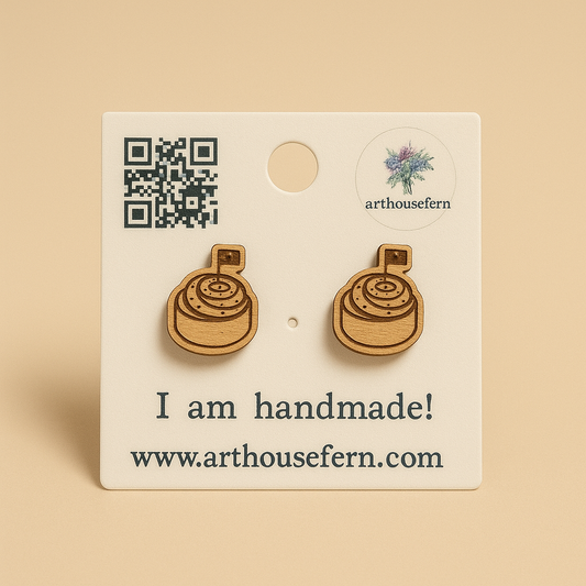 Cinnamon rolls 8x10mm wooden studs 925 silver back