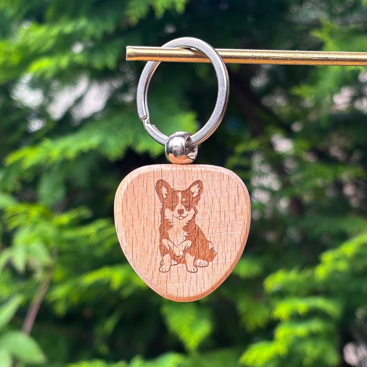 Custom dog breed wooden keychain 38x38mm