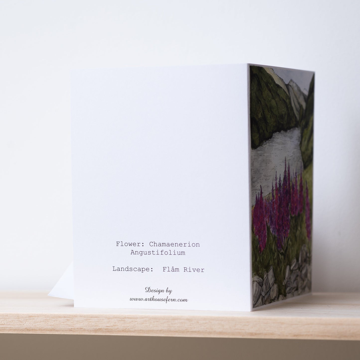 Scenery card- Flåm  river and Fireweeds