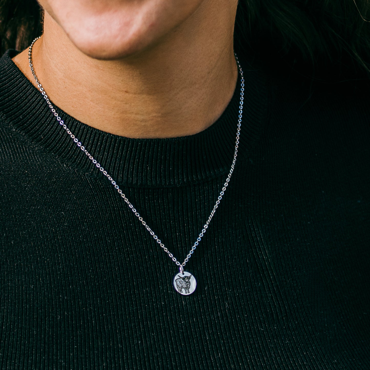 Hairy cow necklace - stainless steel