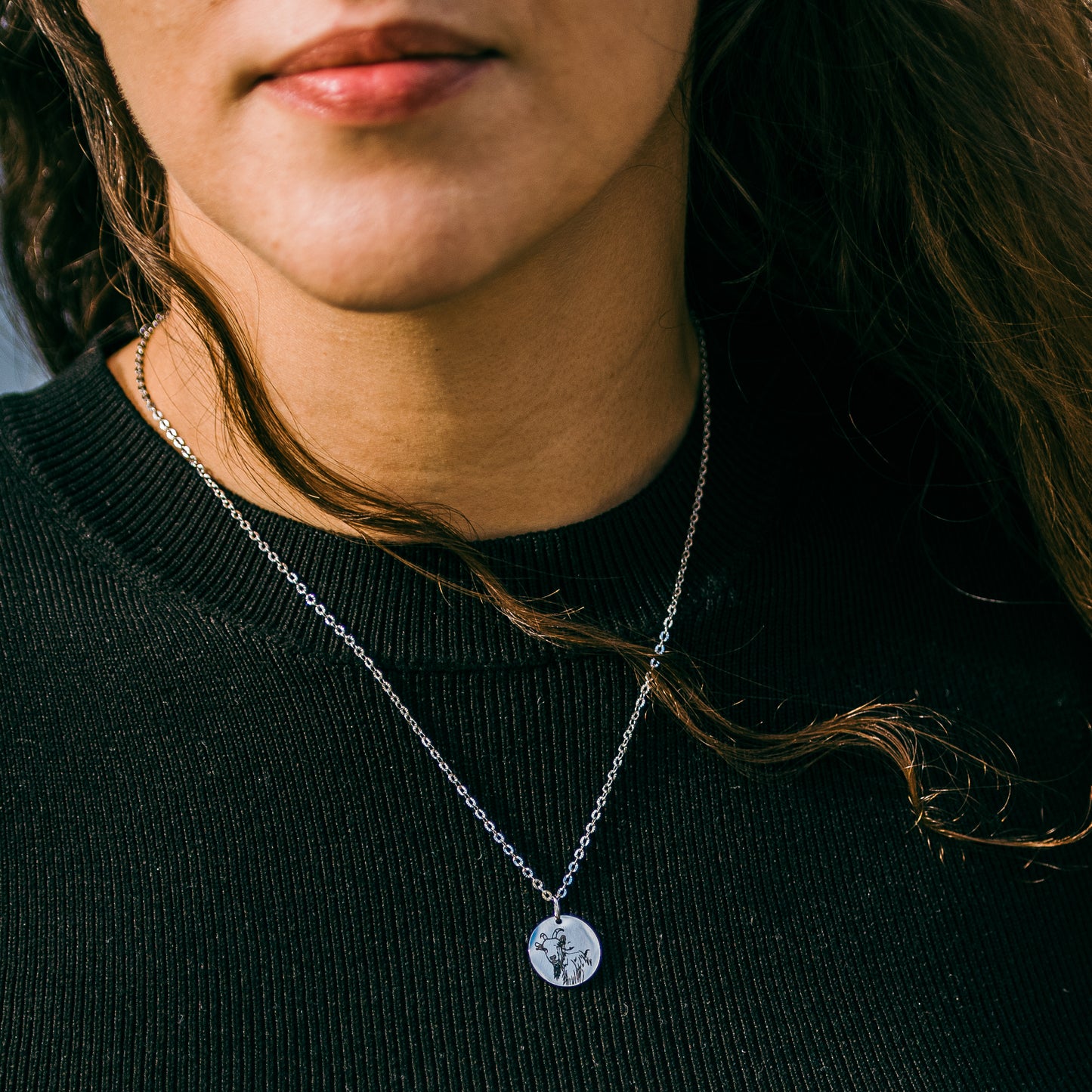 Goat head necklace - stainless steel