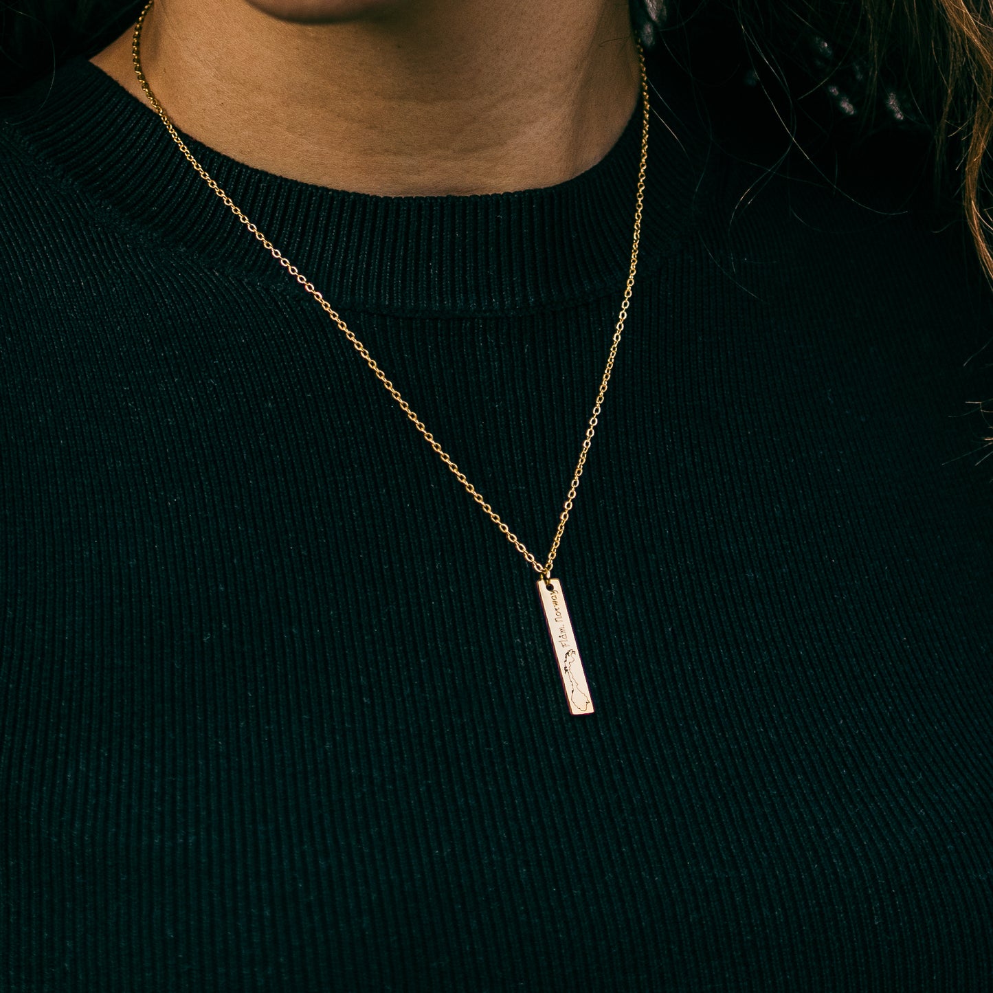 Flåm, Norway vertical bar necklace- Stainless Steel
