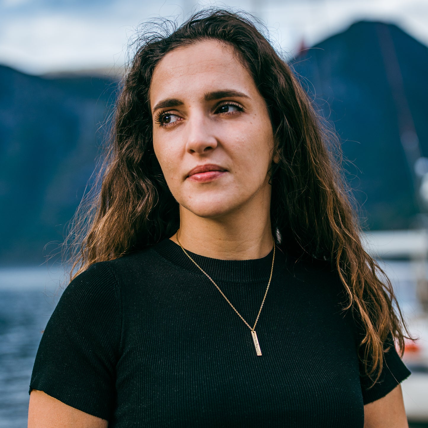 Flåm, Norway vertical bar necklace- Stainless Steel