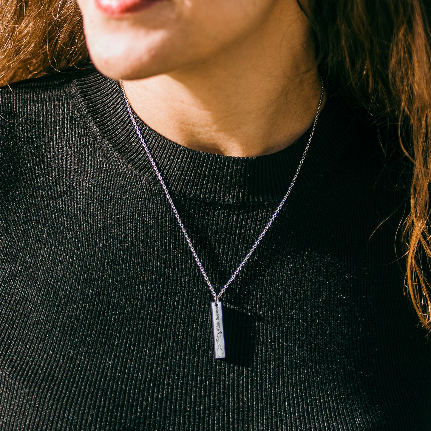Flåm, Norway vertical bar necklace- Stainless Steel