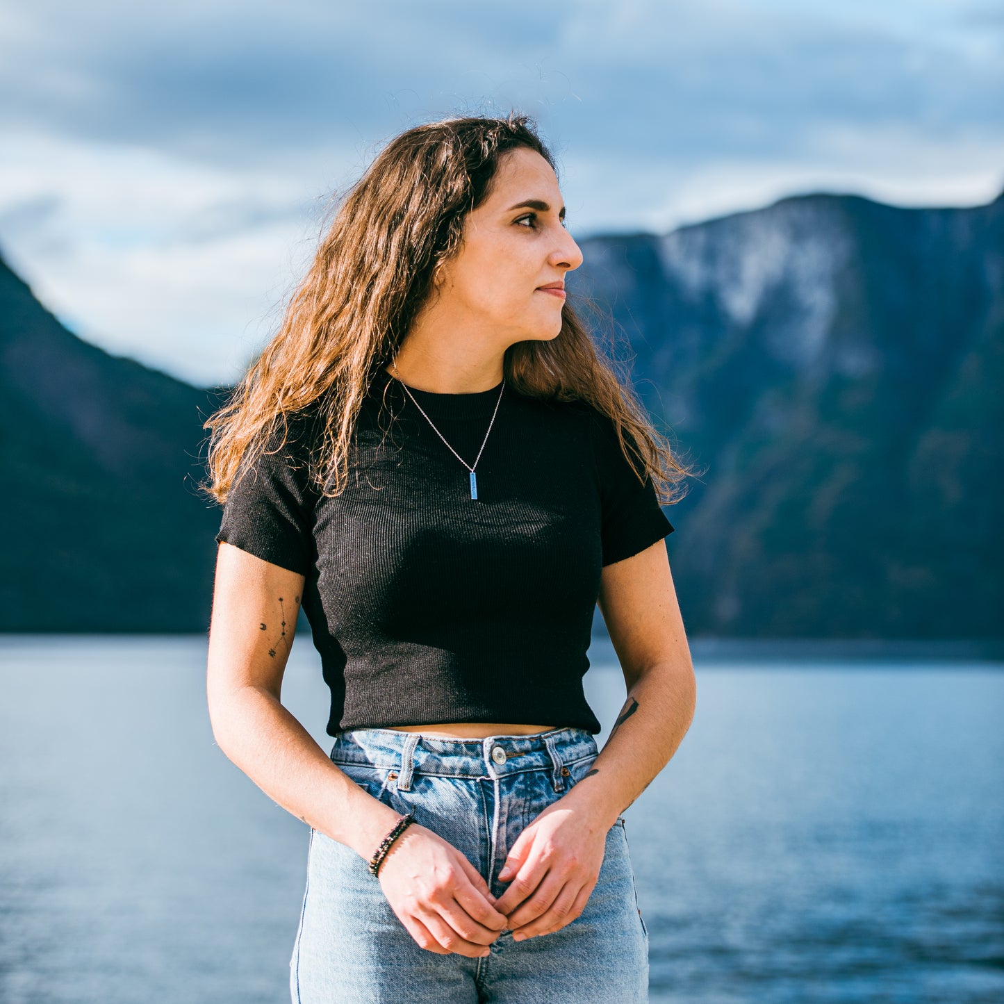 Flåm, Norway vertical bar necklace- Stainless Steel