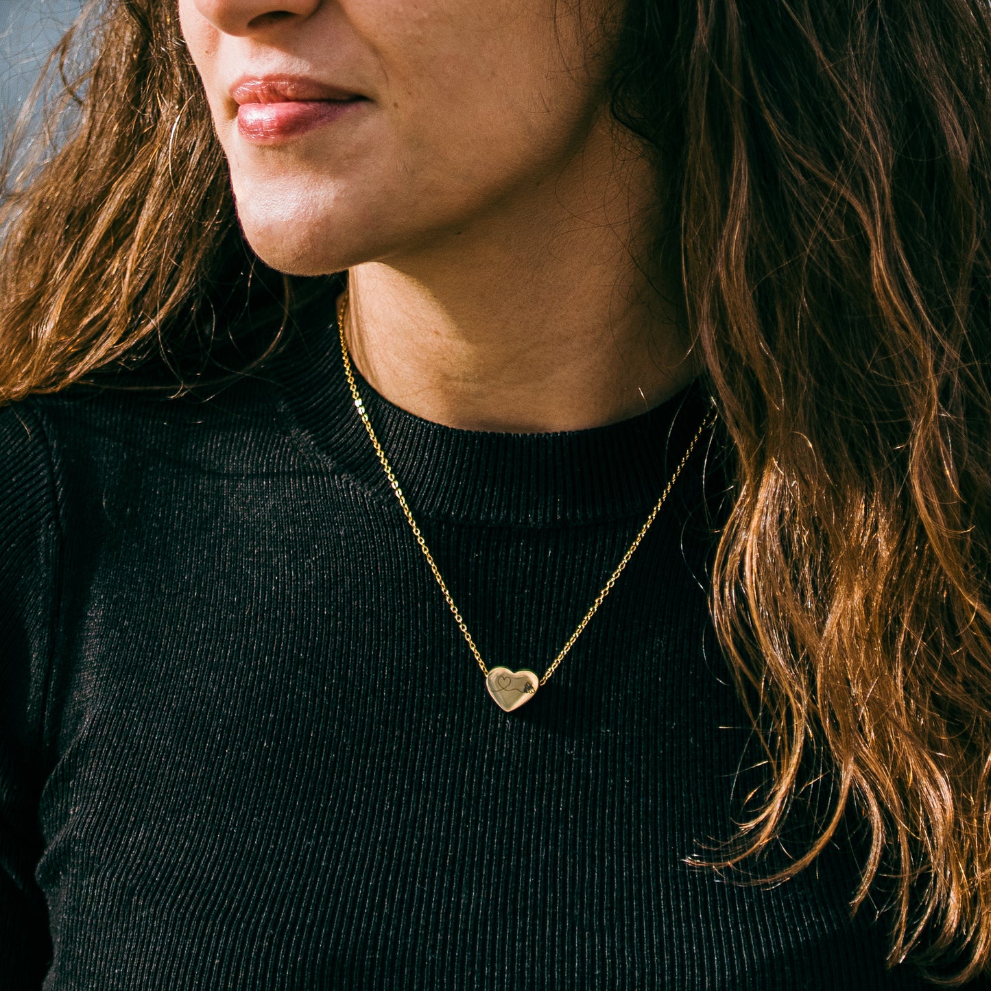 Bee flying into heart heart necklace- Stainless Steel