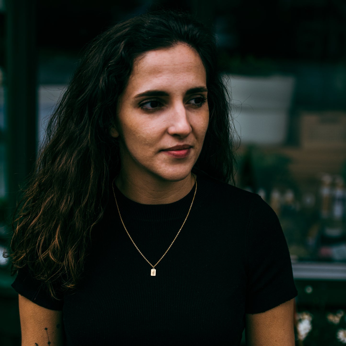 Fern leaf mini bar necklace- Stainless Steel