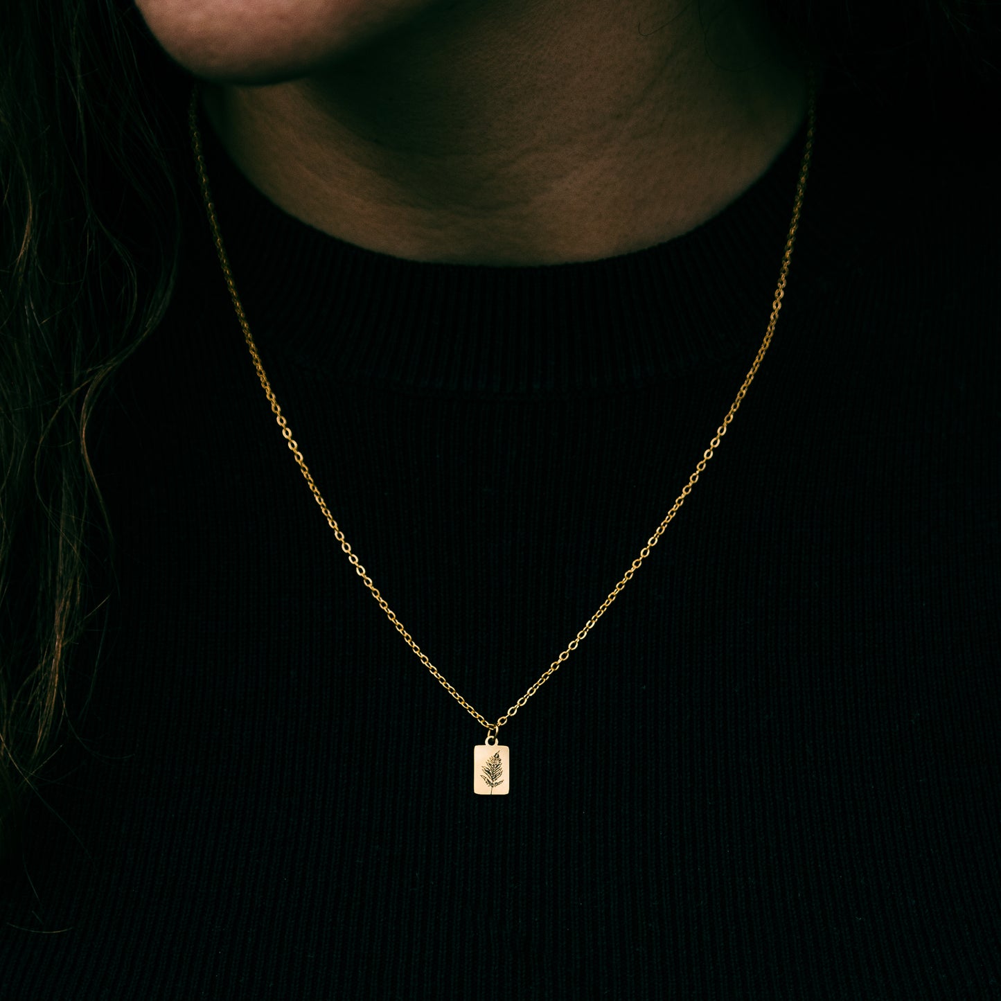 Fern leaf mini bar necklace- Stainless Steel