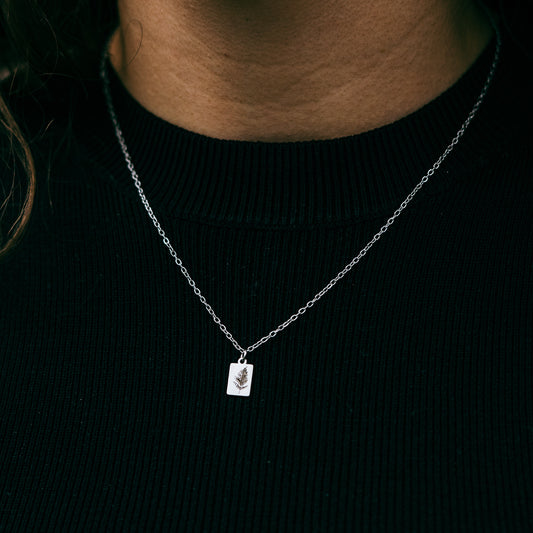 Fern leaf mini bar necklace- Stainless Steel
