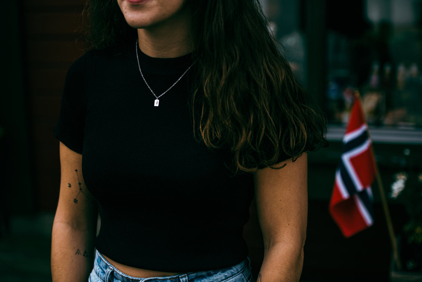 Fern leaf mini bar necklace- Stainless Steel