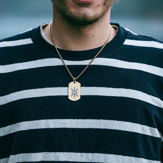 Single rune - Protection soldier tag necklace - Stainless steel