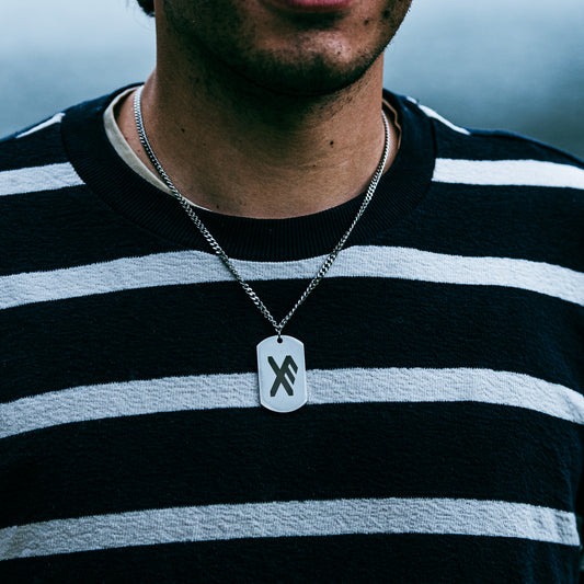 Single rune - good luck soldier tag necklace - Stainless steel