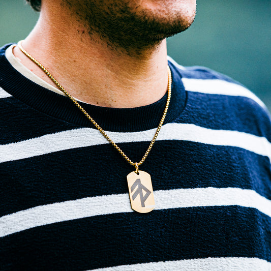 Single rune - Grace soldier tag necklace - Stainless steel