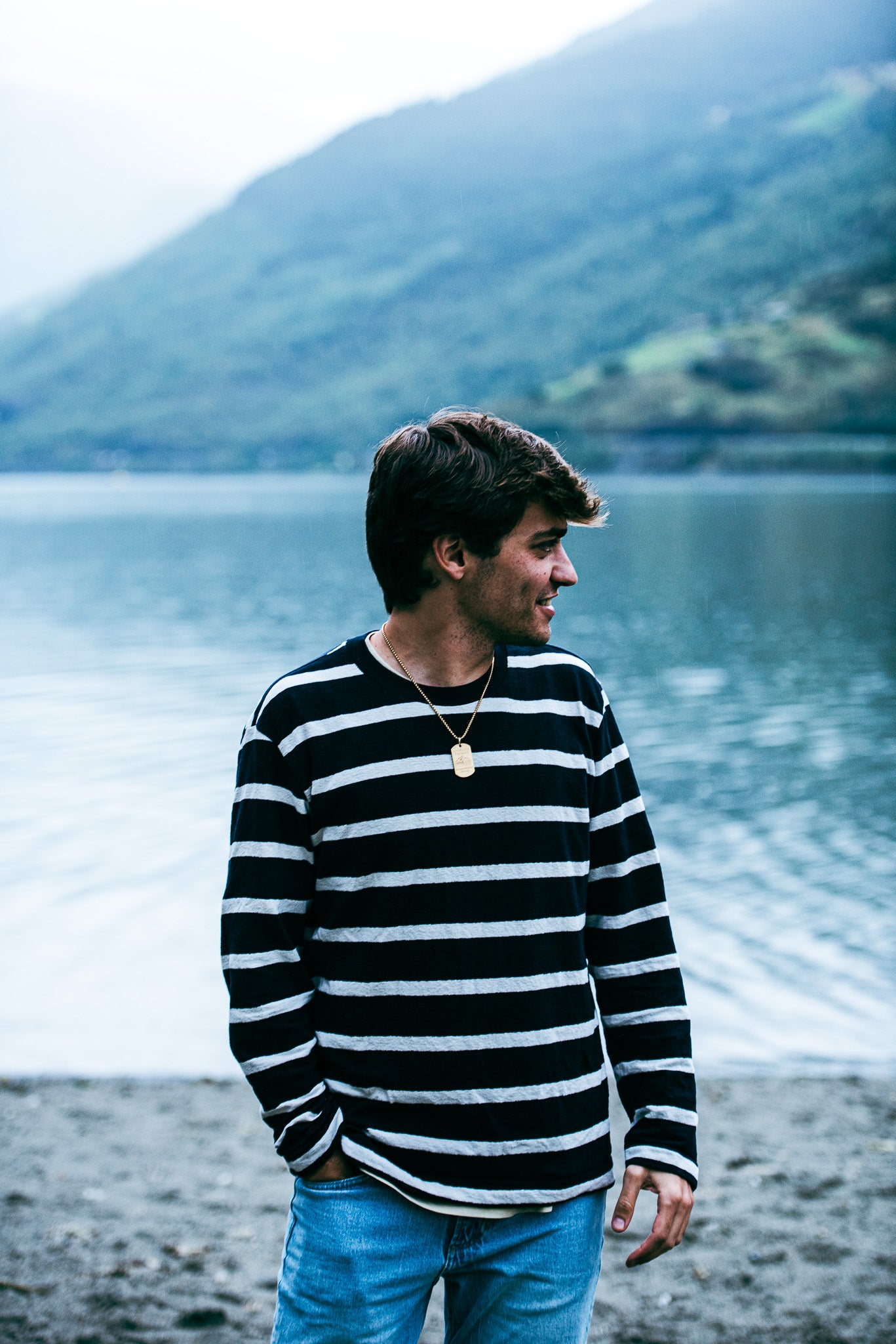 Aurlandsfjellet with deers on soldier tag - Stainless Steel