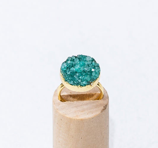 Agate druzy 10mm stone brass plated assorted