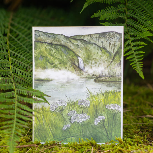 Scenery card- Aurlandsdalen with White lace flowers