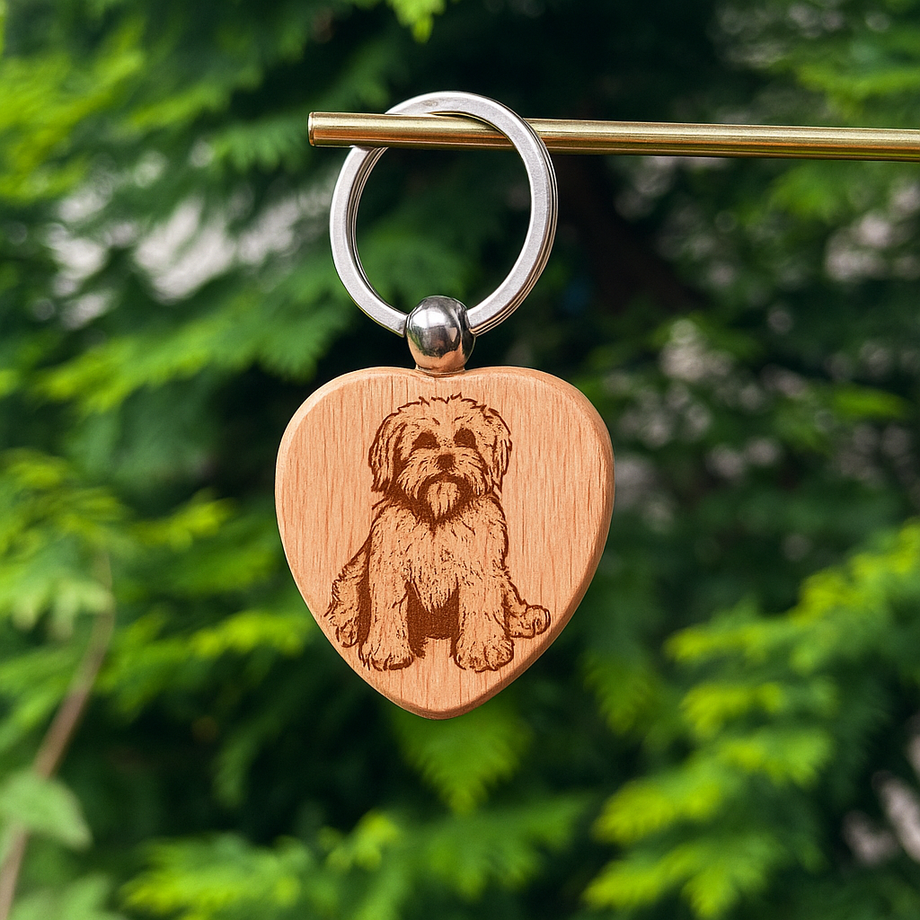 Custom dog breed wooden keychain 38x38mm