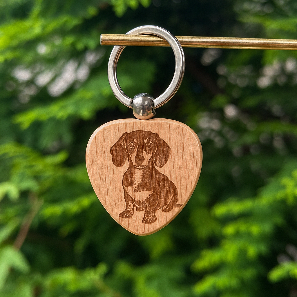 Custom dog breed wooden keychain 38x38mm