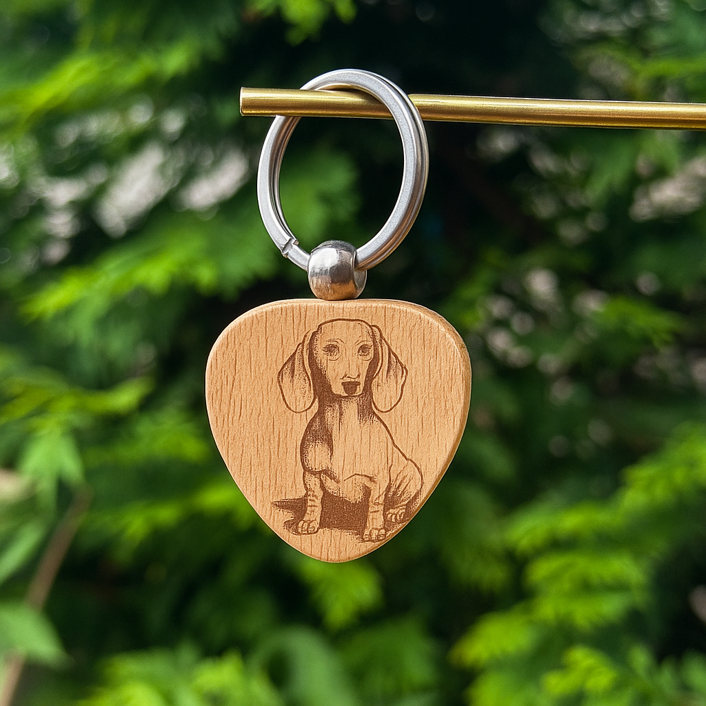 Custom dog breed wooden keychain 38x38mm