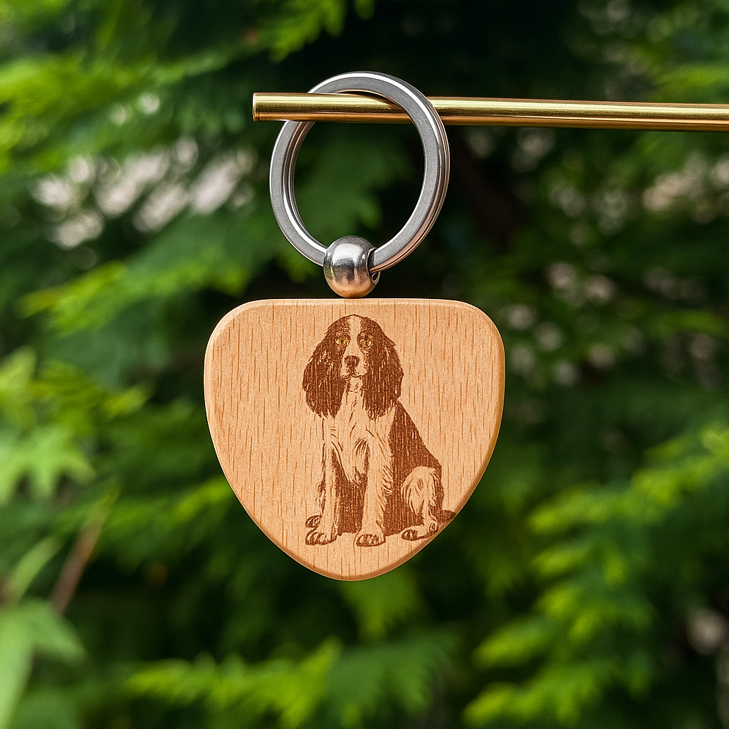 Custom dog breed wooden keychain 38x38mm