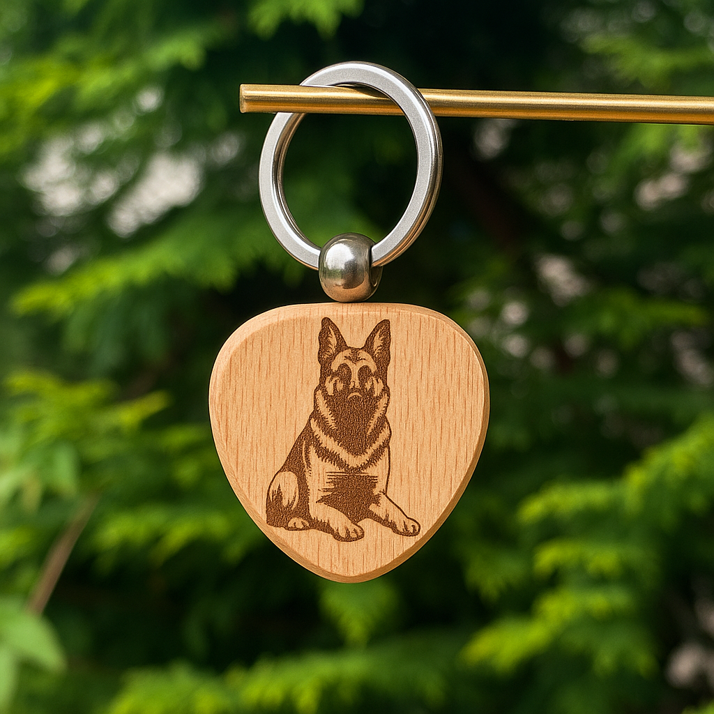 Custom dog breed wooden keychain 38x38mm