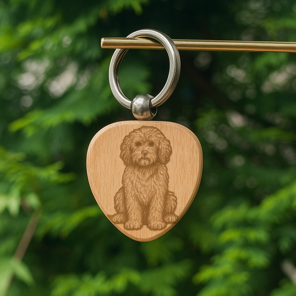Custom dog breed wooden keychain 38x38mm