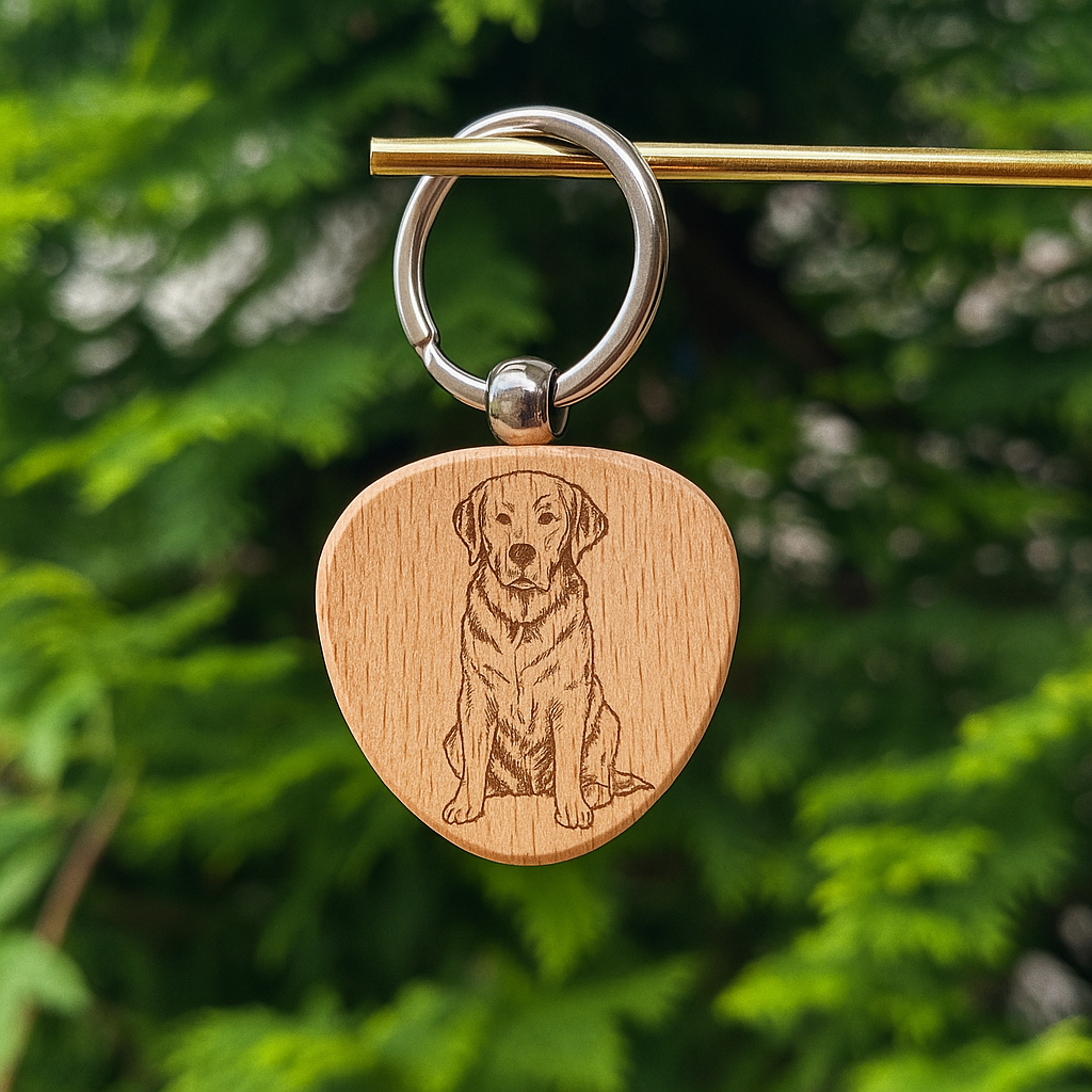 Custom dog breed wooden keychain 38x38mm