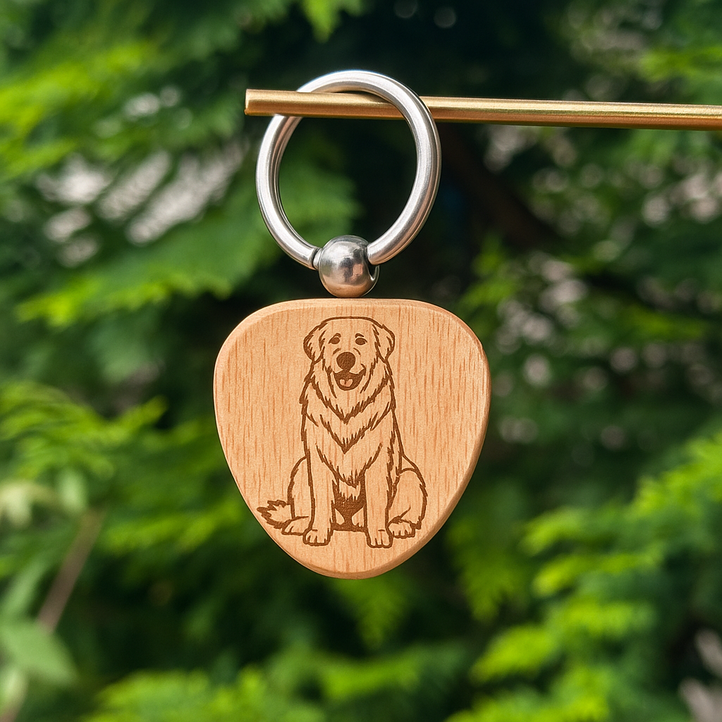 Custom dog breed wooden keychain 38x38mm