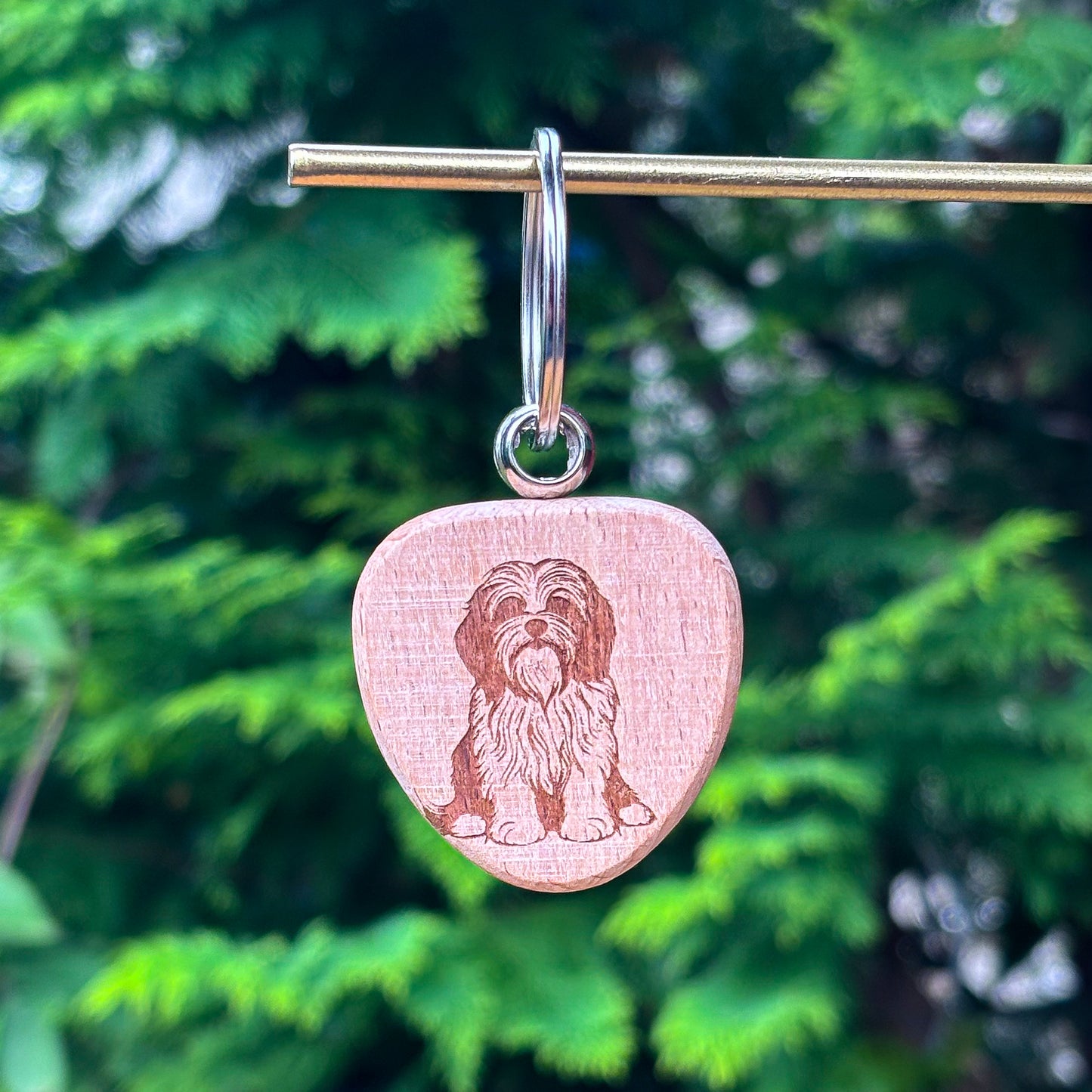 Custom dog breed wooden keychain 38x38mm