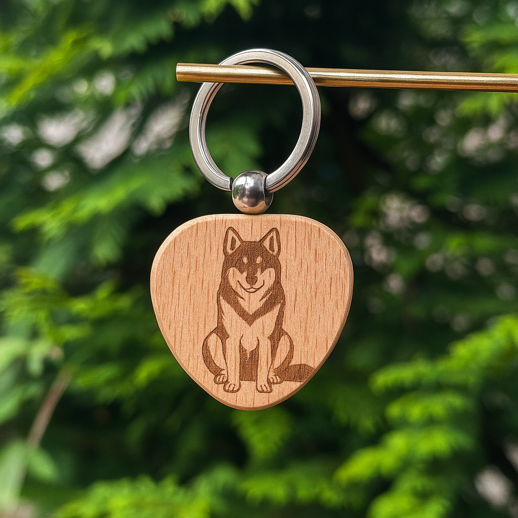 Custom dog breed wooden keychain 38x38mm