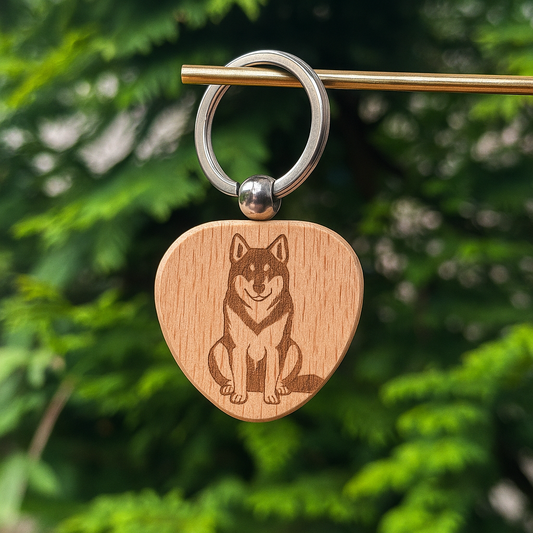 Custom dog breed wooden keychain 38x38mm