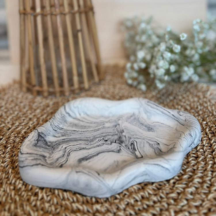 Cloud Tray for jewellery- White and Black marble