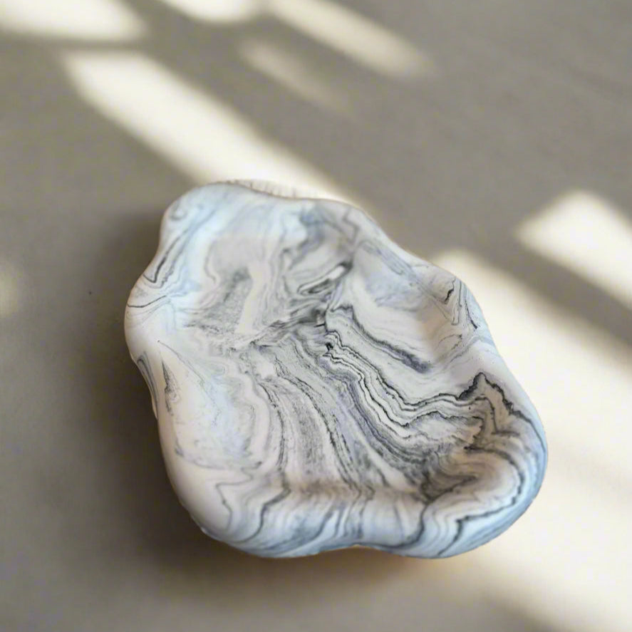 Cloud Tray for jewellery- White and Black marble