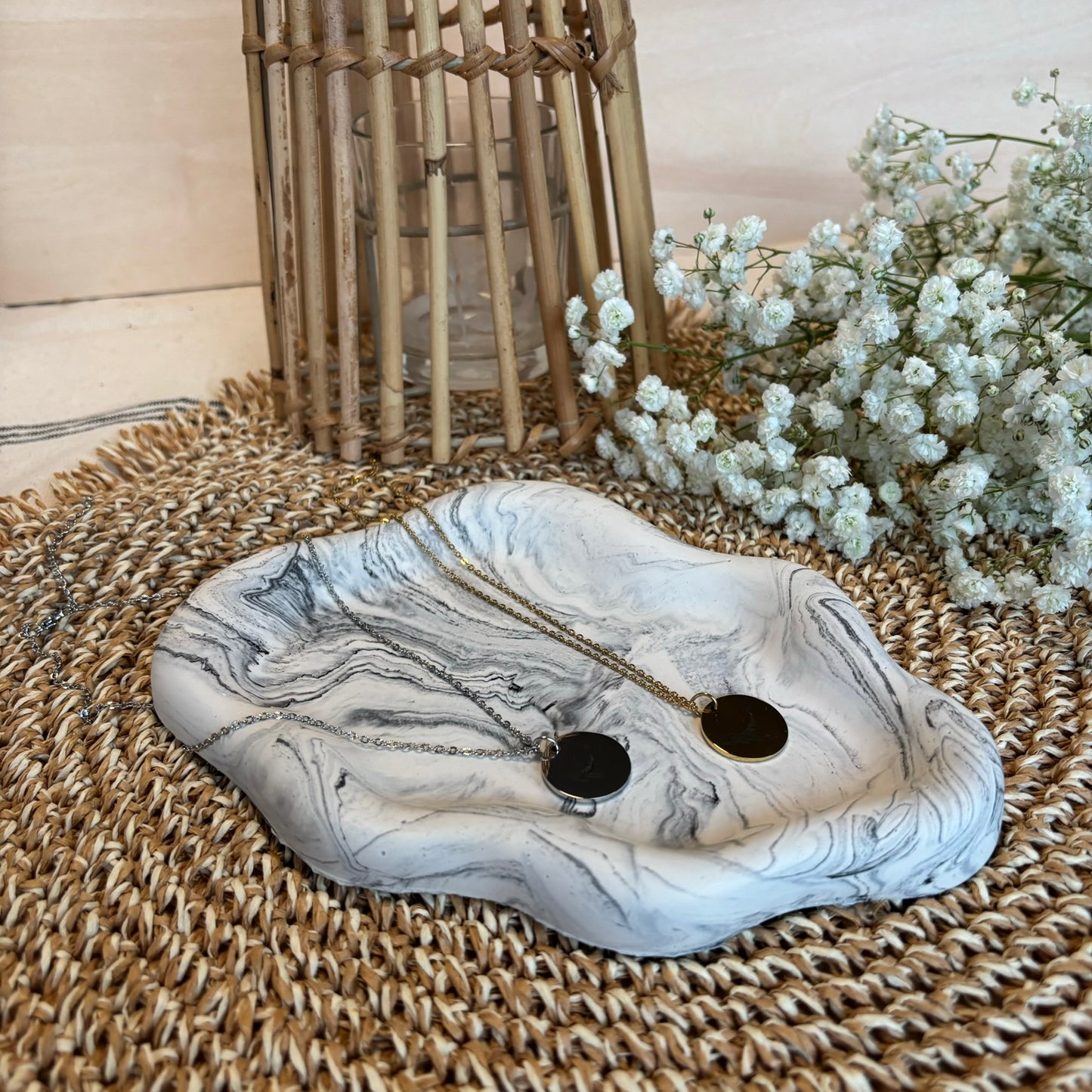 Cloud Tray for jewellery- White and Black marble