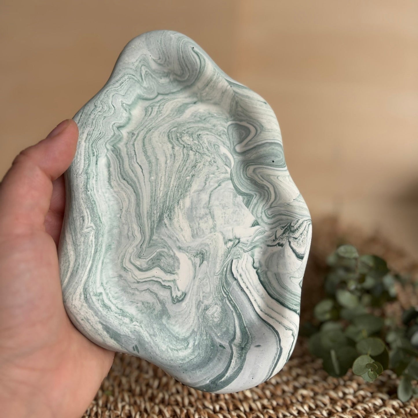 Wolkenschaal voor sieraden - Saliegroen marmer