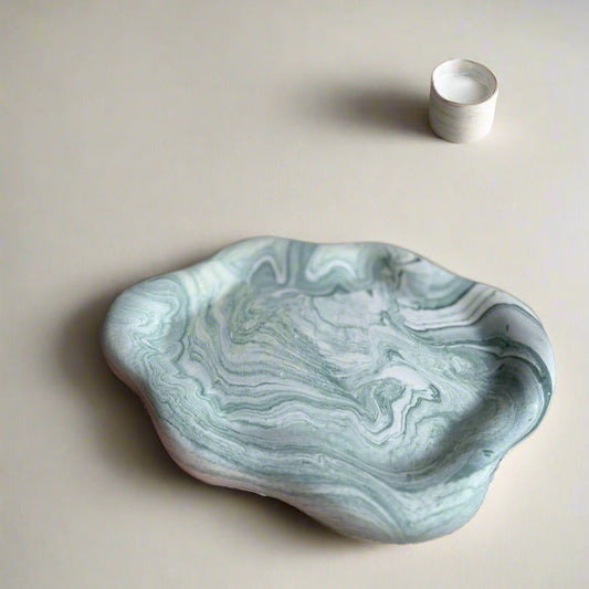 Cloud Tray na šperky - šalviovo zelený mramor