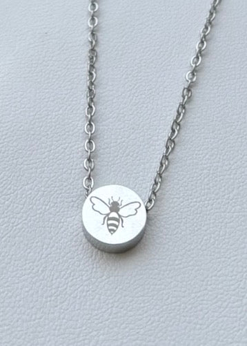 Bee mini round necklace- Stainless Steel