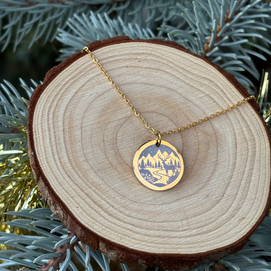 Deer by the river necklace- Stainless Steel Golden
