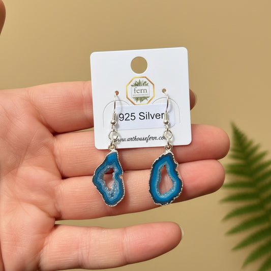 Agate stone slabs earrings 925 silver wires assorted
