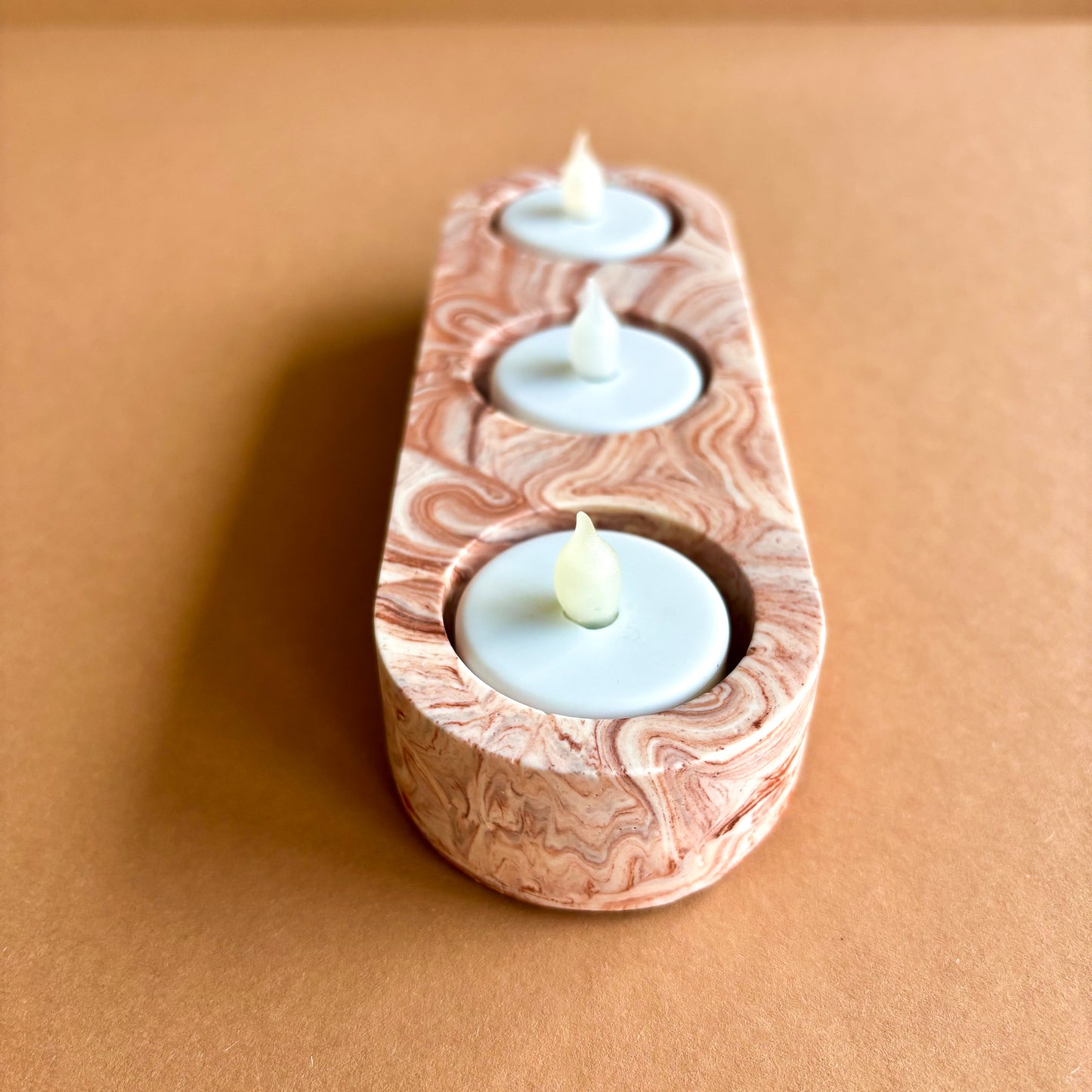 Porta velas de té - Mármol terracota